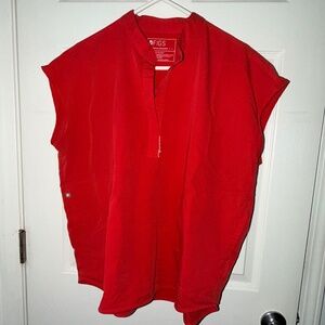 Figs Women's Rafaela Oversized Scrub Top in Neon Red